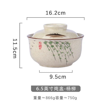 Decorbites™ Japanischer Stil Ramen-Schüssel mit Deckel | Keramische Nudelschüssel für Suppe, Reis, Brei
