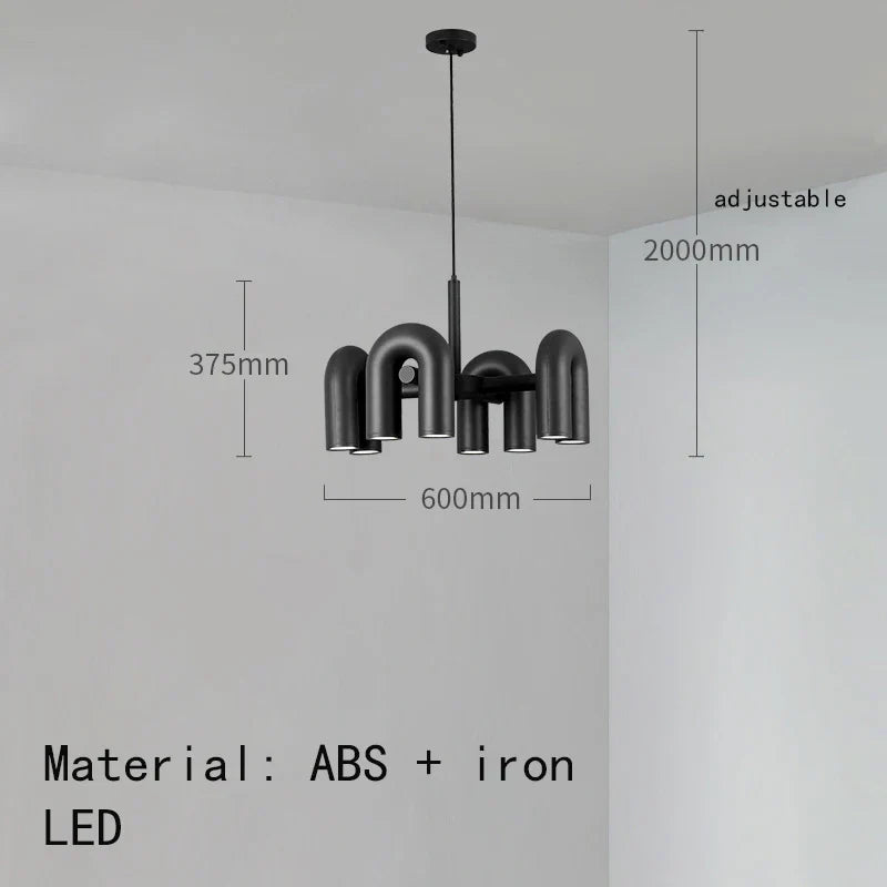 DecorBites™ Art Deco Metal Chandelier in Orange Blue Gray Black for Home and Business