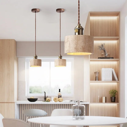Decorbites™ LED Gelbe Travertin-Stein-Hängeleuchten | Wabi Sabi Vintage Hängelampe
