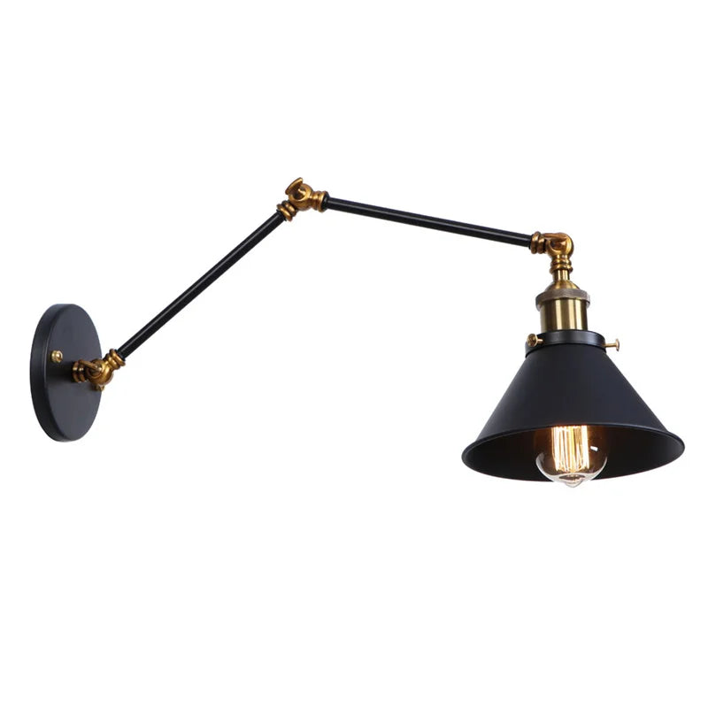 Decorbites™ Industrielles Loft-LED-Wandleuchte Schwarz Vintage Schwingarm-Spiegel-Licht