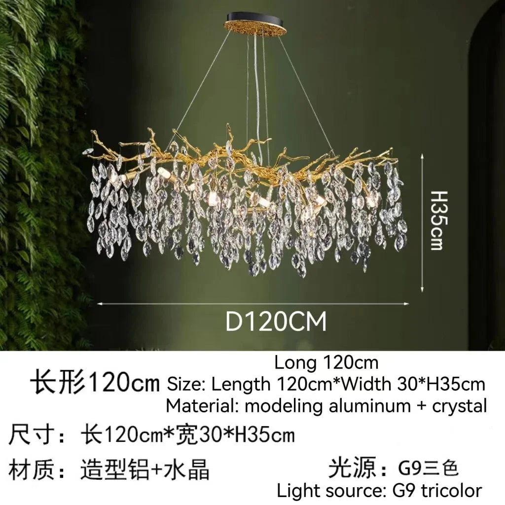 Decorbites™ Golden Crystal Tree Deckenleuchter, Luxuriöse Aluminium-Kunstarmatur