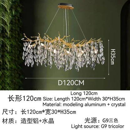 Decorbites™ Golden Crystal Tree Deckenleuchter, Luxuriöse Aluminium-Kunstarmatur
