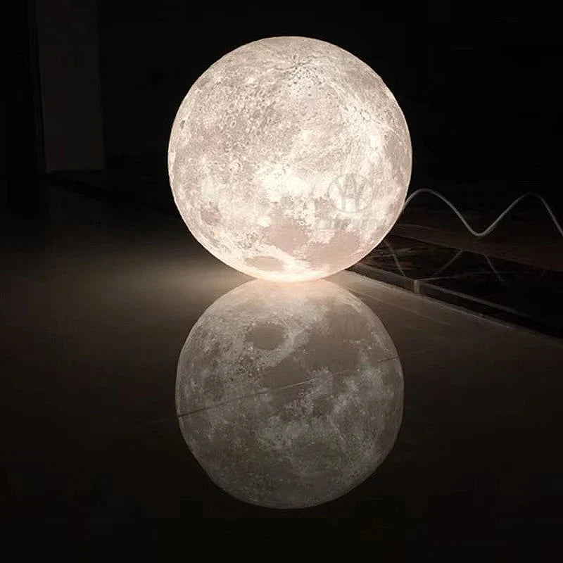 3D-Printed Moon Pendant Light in White Polymer