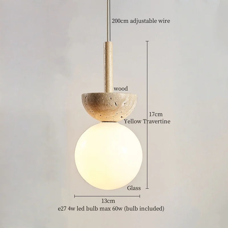 Decorbites™ Glas-Stein-LED-Pendantleuchten - Gelber Travertin Vintage-Hängeleuchte