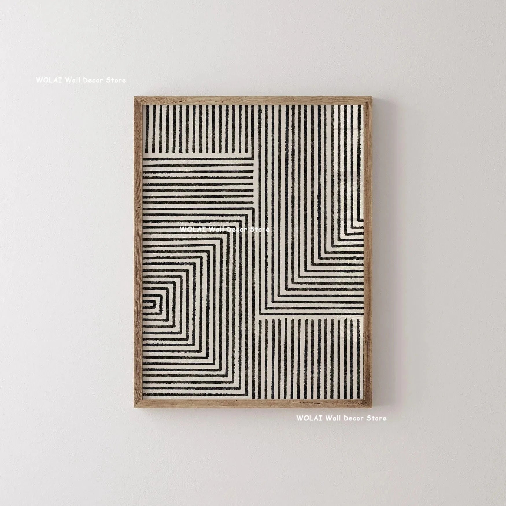 Abstract Moody Plant Art Canvas Print Mid-century Modern Beige Black Floral Line Wall Art Posters for Living Room Home Decor