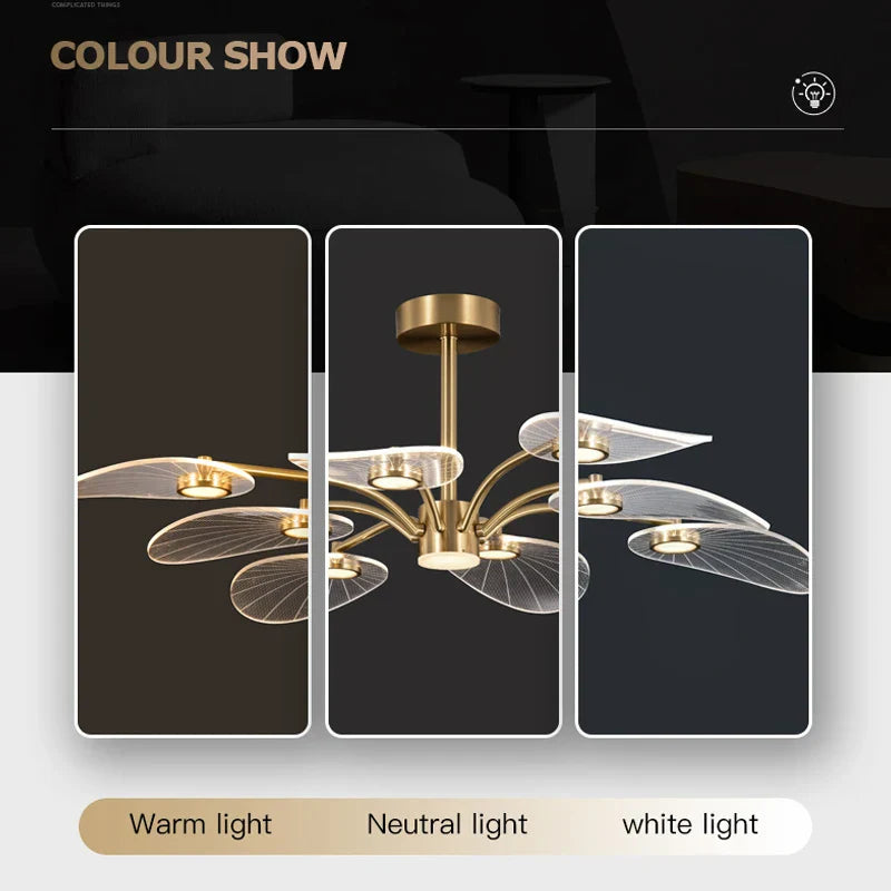 Decorbites™ Goldene Kunst-Pfau-LED-Kronleuchter für modernes luxuriöses Wohnzimmer, Schlafzimmer, Esszimmer, Hotel