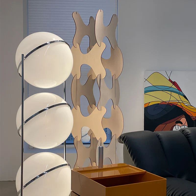 Decorbites™ LED Stehlampe Chrom Metall Wohnzimmer Bodenleuchte Weiß Acrylball