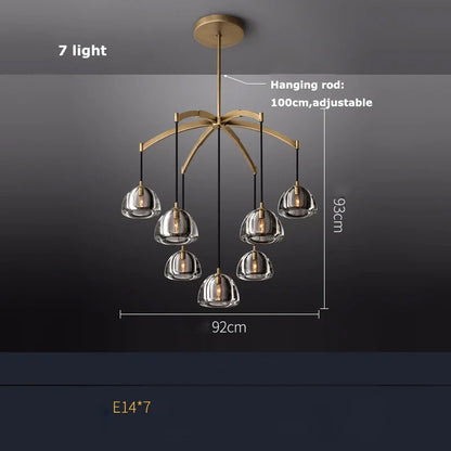 Decorbites™ Amerikanischer Kupferkristall-Kronleuchter: E14 LED Vintage-Deckenbeleuchtung für das Wohnzimmer