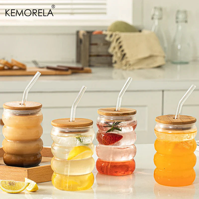 Decorbites™ Kreatives Glasbecher-Set mit Deckel und Trinkhalm – Perfekt für Partys