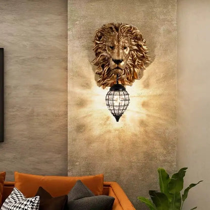 Decorbites™ Löwenkopf-Harz-Wandlampe: Europäischer Stil Wohnzimmerleuchte für die Hausdekoration