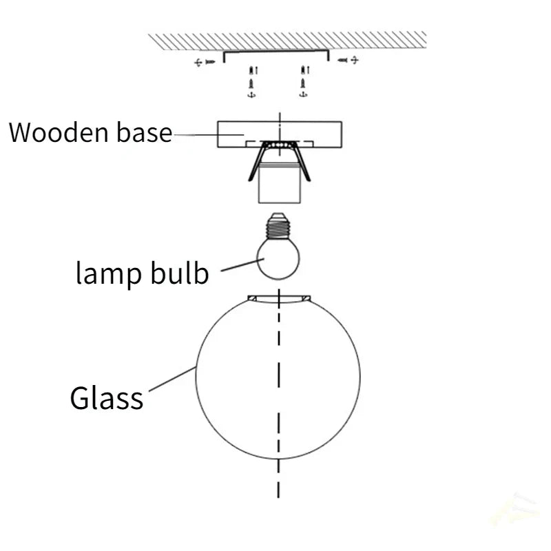 Decorbites™ Glasball-LED-Deckenleuchte auf Holzsockel