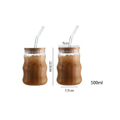 Decorbites™ Glasbecher-Set mit Deckel und Trinkhalm, transparentes Trinkgeschirr für Tee, Saft, Bier oder Milch