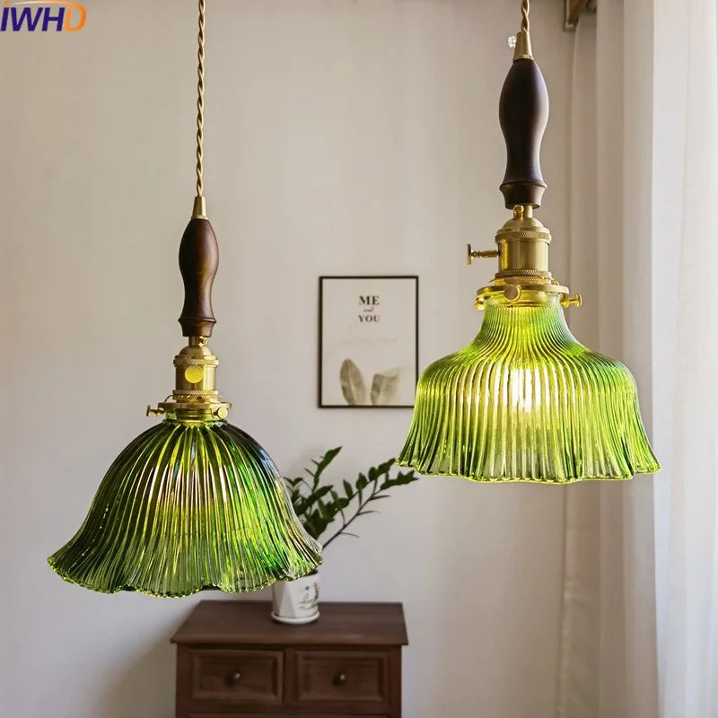 Decorbites™ Japanischer Stil Grüne Glas LED Hängelampe für die Wohnraumausstattung
