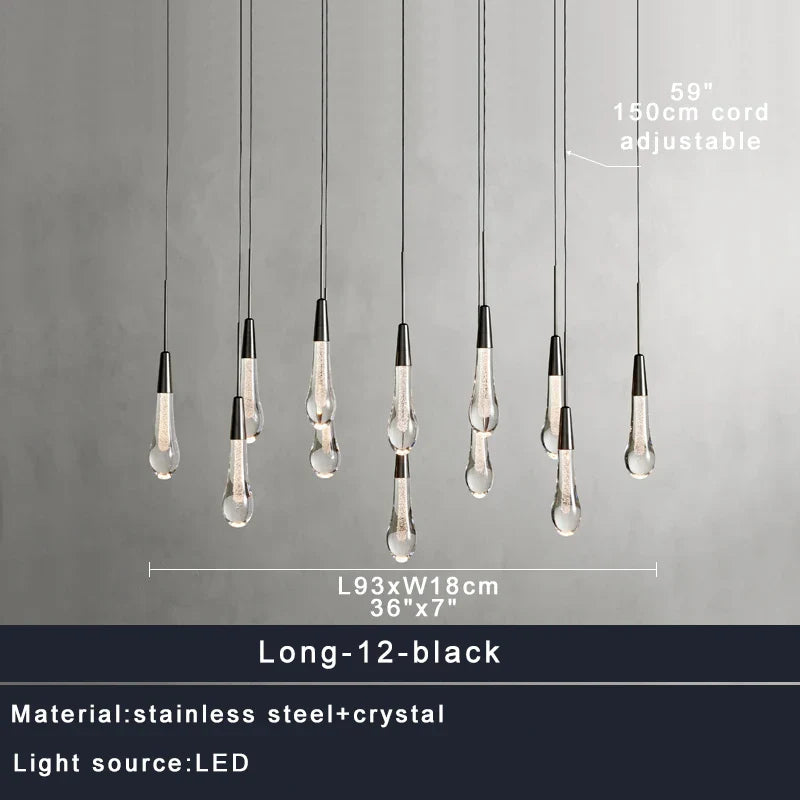 DecorBites™ Crystal Water-drop Chandelier Light Fixture - Luxury Stairwell Decor