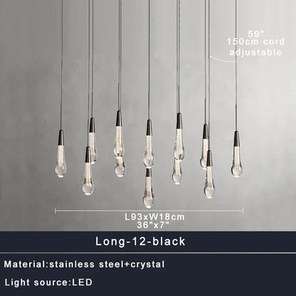 DecorBites™ Crystal Water-drop Chandelier Light Fixture - Luxury Stairwell Decor