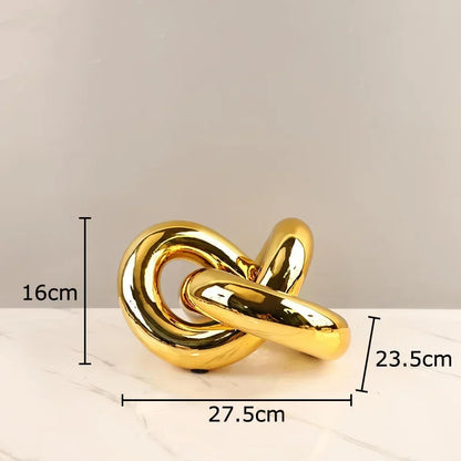 Decorbites™ Vergoldete Knotenornamente: Moderne geometrische Harz-Schreibtischdekoration & Raumhandwerk