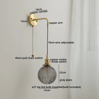 Decorbites™ Graue Glas LED Wandleuchte für Heimdekoration, Schlafzimmer, Wohnzimmer – Nordisches Design