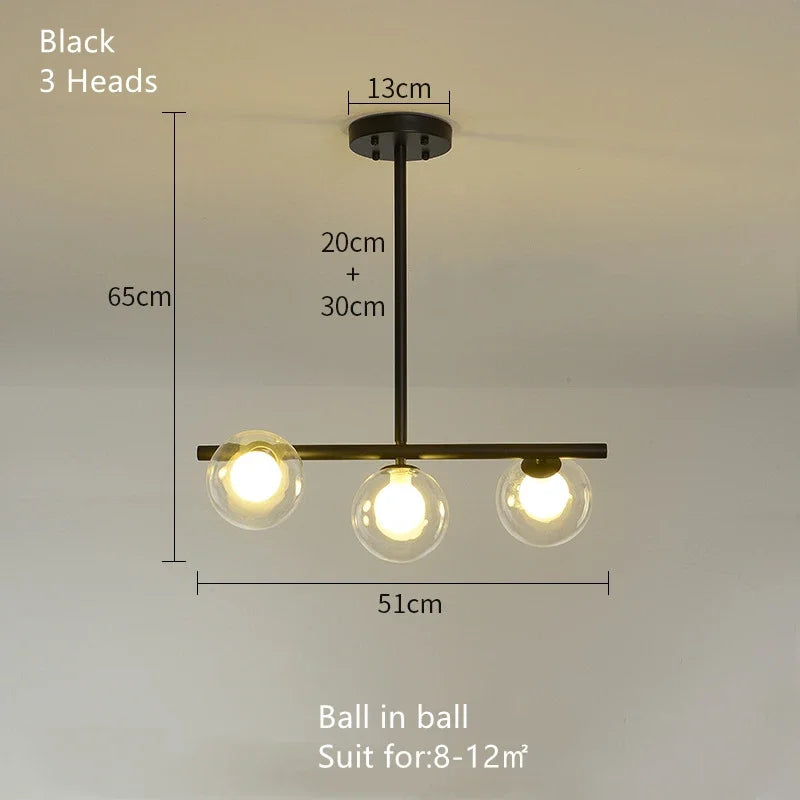 DecorBites™ Glass Ball Pendant Chandeliers LED Hanging Lights for Home Decor