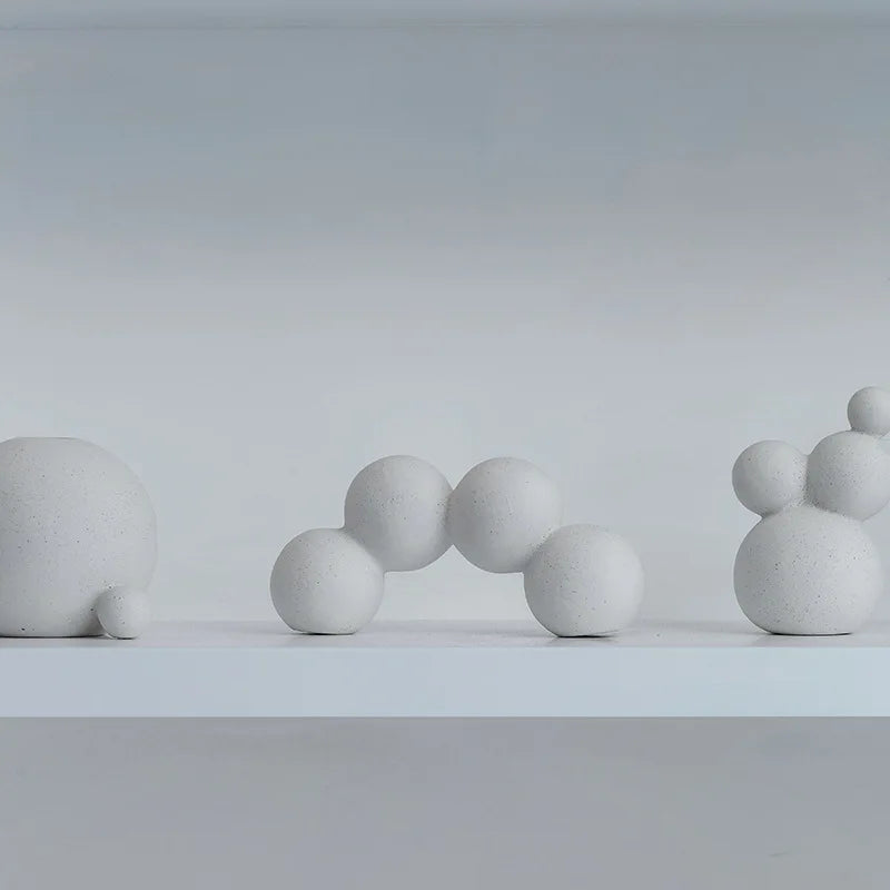 Decorbites™ Geometrische Keramik-Handwerks-Skulptur: Abstraktes kreisförmiges Desktop-Ornament für die Heimdekoration