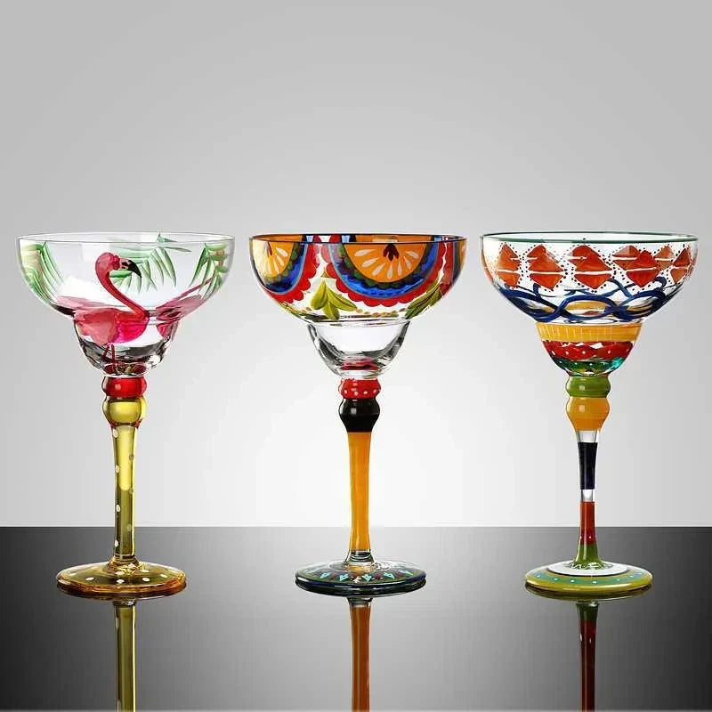 Decorbites™ Handgefertigtes Buntes Set Margarita-Weingläser für Hausbar, Hochzeitsfeier Trinkgeschirr