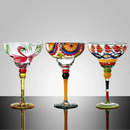 Decorbites™ Handgefertigtes Buntes Set Margarita-Weingläser für Hausbar, Hochzeitsfeier Trinkgeschirr