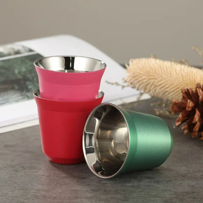 Decorbites™ Doppeltwandige Espresso-Tassen 80 ml - Set aus 2 hitzeisolierten Edelstahlbechern