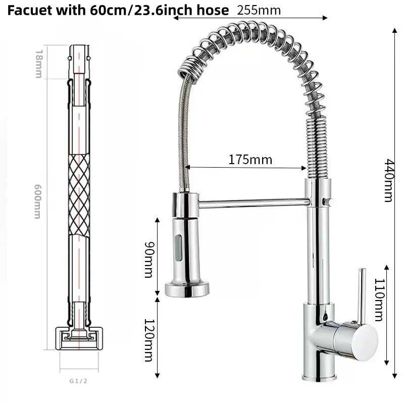 Brushed Nickel Kitchen Faucet Flexible Spout