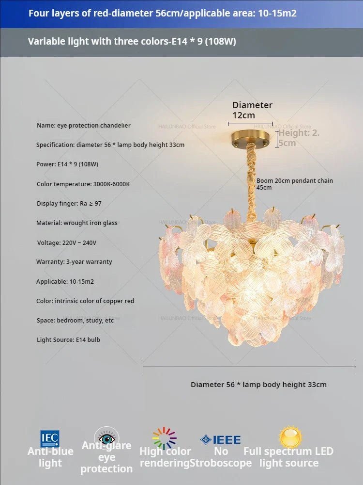 Decorbites™ Glas Blume Prinzessin Zimmer LichtLux Postmodern Französisch Creme Wind Lampe