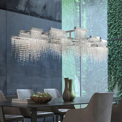 Decorbites™ Kristall-Quasten-Kronleuchter: Moderne Luxus-Silber-Hängeleuchte für das Esszimmer