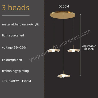 Decorbites™ Goldene Akryl-Kronleuchter LED-Hängeleuchte Moderne Treppenhaus-Wohnzimmer-Beleuchtung