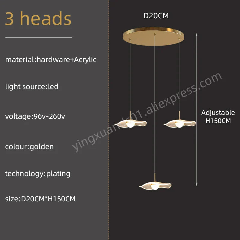 Gold Acrylic LED Pendant Lamp