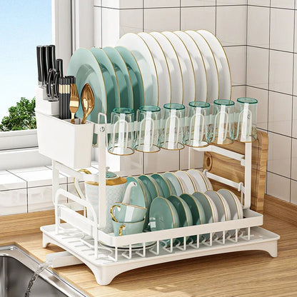 Decorbites™ Küchen-Geschirr-Abtropfgestell mit Stäbchenbehälter - Platzsparender Arbeitsplatten-Organizer