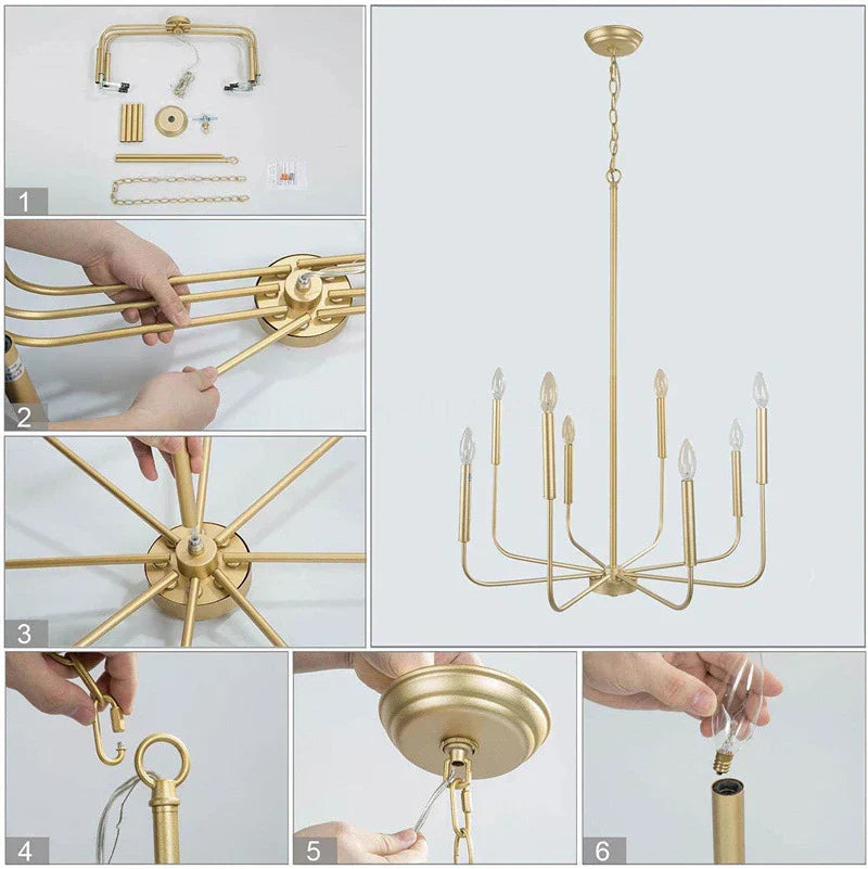 Gold Black Retro Chandelier