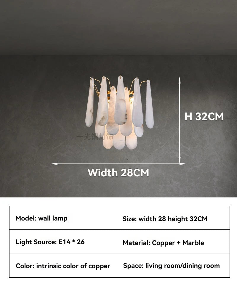 Französisches Marmor-Hängeleuchte Modern Kupfer E14 LED Wassertropfen-Kronleuchter für Wohnzimmer Esszimmer Schlafzimmer Heimdekoration Leuchten