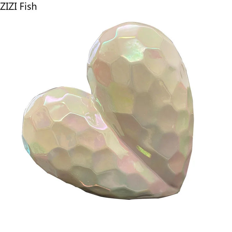 DecorBites™ Gold Heart Ceramic Statue Ornament - Irregular Heart Sculpture Decor Figurine