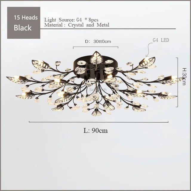 DecorBites™ Crystal Ceiling Chandelier LED Fixture Lights for Living Room Bedroom by Samsarah Lighting