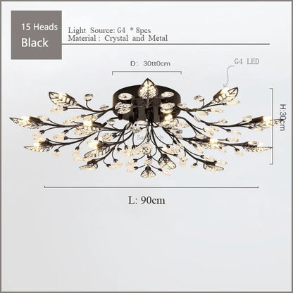 DecorBites™ Crystal Ceiling Chandelier LED Fixture Lights for Living Room Bedroom by Samsarah Lighting
