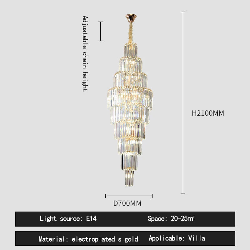 Decorbites™ Kristallanhänger-Lüster für Hotel-Lobby – Luxuriöses Hohl-Design – Nordischer Villenstil