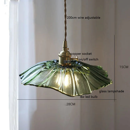Decorbites™ Grüne Glas-LED-Hängeleuchte mit Kupfer-Holzgriff für modernes nordisches Heimdekoration