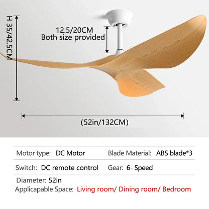 DecorBites™ 52" Modern DC Ceiling Fan with Remote Control for Living Room, Restaurant, Office