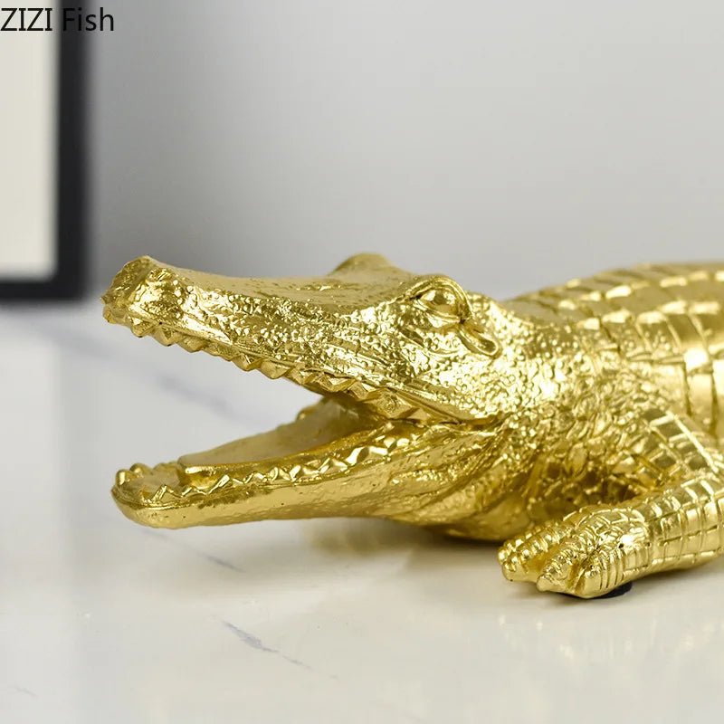 DecorBites™ Crocodile Resin Sculpture Desk Decoration: Creative Ornaments for Aesthetic Home Decor