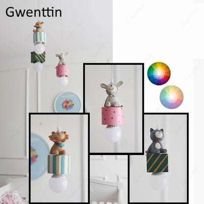 Decorbites™ Kinder-Tieranhängerlampe: Hase Löwe Katze LED-Deckenleuchte