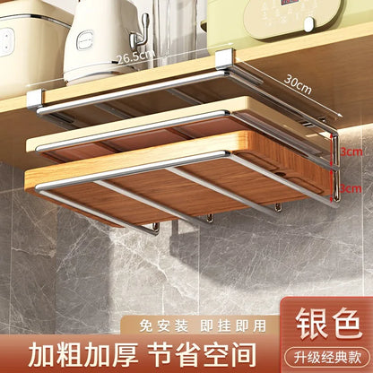 DecorBites™ Kitchen Rack: Cupboard Paper Towel Rags Hanger with Hooks