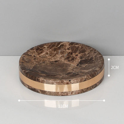 DecorBites™ Emperador Dark Marble Bathroom Set: Toothbrush Holder, Soap Dispenser, Luxury Accessories