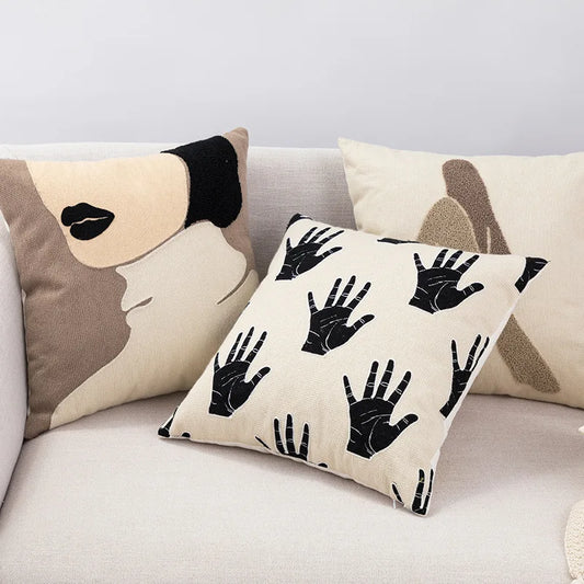 Decorbites™ Bestickte Baumwoll-Kissenbezug im nordischen Ins-Stil, abstraktes Design