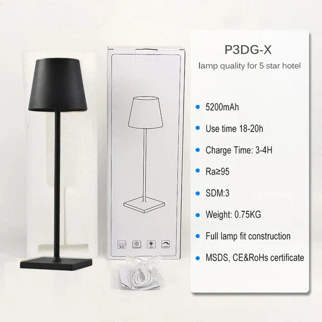 DecorBites™ Crystal LED Rechargeable Table Lamp - Elegant Cordless Hotel Restaurant Bar Light