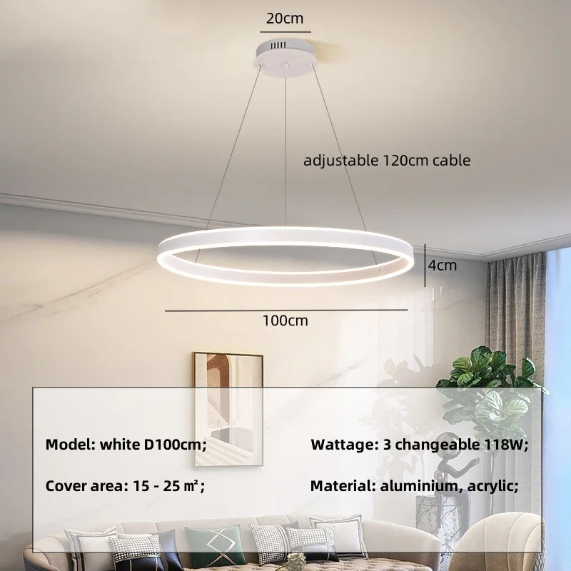 Decorbites™ Kreis-Hängeleuchter mit Dimmbarem LED-Licht für das Moderne Wohnzimmer