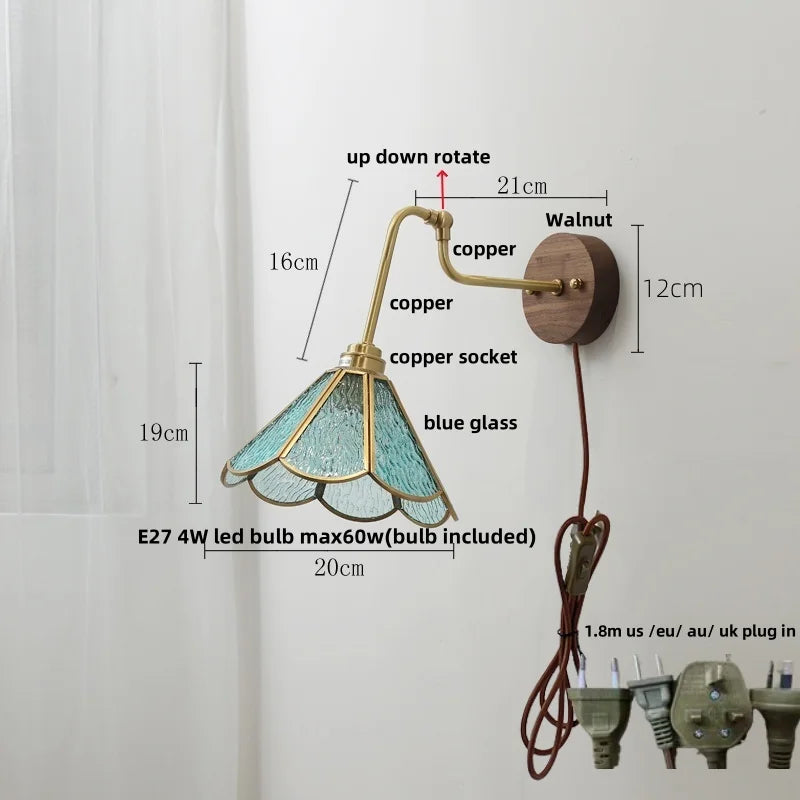 Decorbites™ LED Wandlampen mit Zugschalter Nachttischlampe Bernstein-Glas Moderne Treppenbeleuchtung