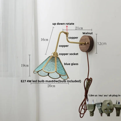 Decorbites™ LED Wandlampen mit Zugschalter Nachttischlampe Bernstein-Glas Moderne Treppenbeleuchtung