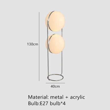 DecorBites™ Garrault LED Chrome Metal Ball Floor Lamp with White Acrylic Shade